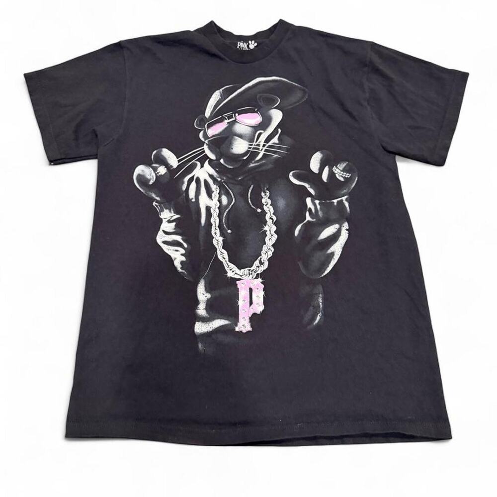 Vintage Pink Panther Gangster Bling Graphic Tee Medium Y2K